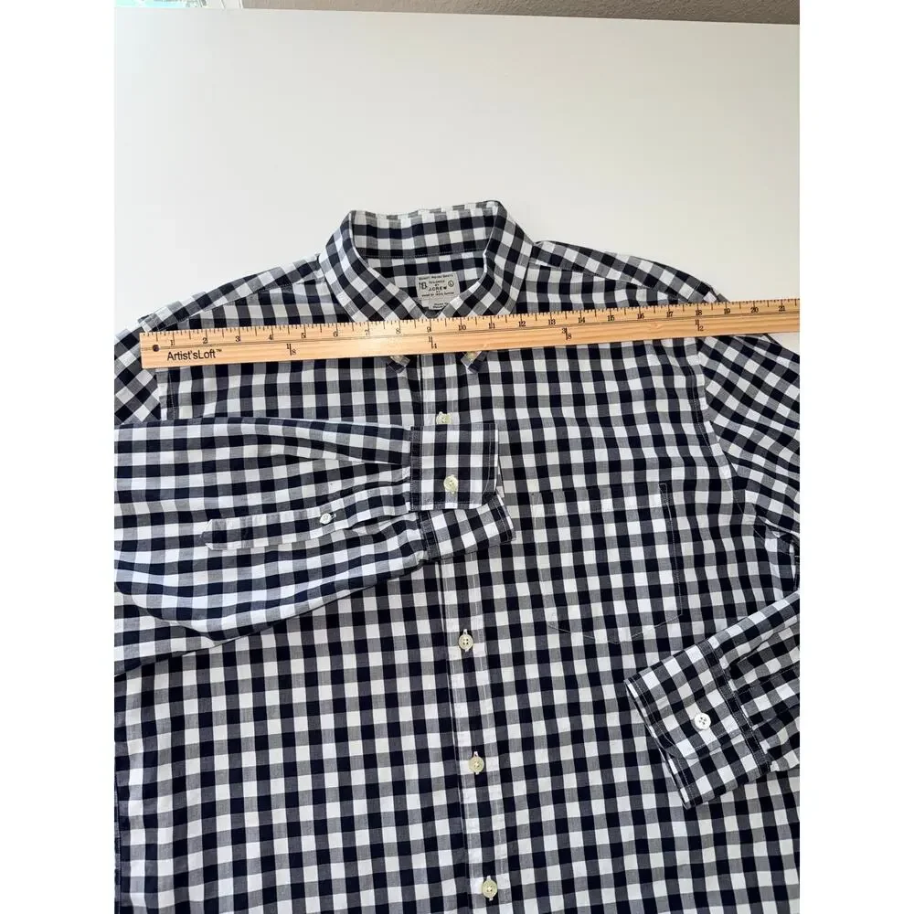 J.Crew Tailored Fit Shirt Men's L Black White Gingham 100% Cotton Button Down